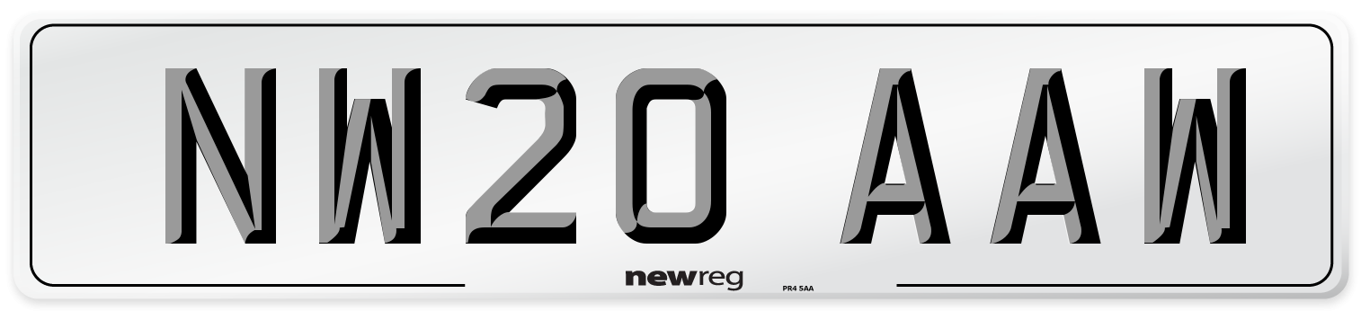 NW20 AAW Number Plate from New Reg